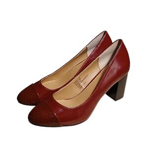 Bass Pacey Women's Size 8 Elegant Red Block Heel Pumps